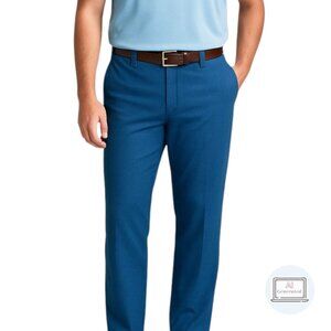 Adidas Mens Performance Golf Pants Blue Herringbone Stretch Size 34 / 30